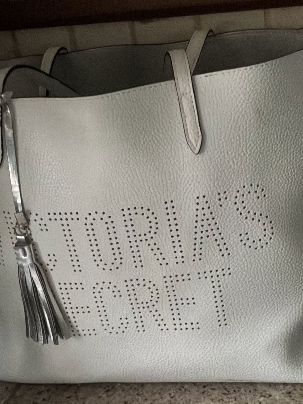 Victoria's Secret White Perforated Tote Bag